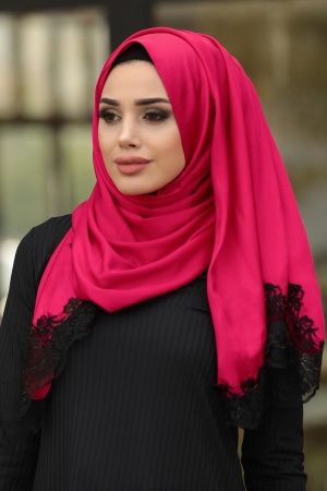  Dantelli İpek Görünümlü Tesettür Şal 1526 - NEVA STYLE SALLAR