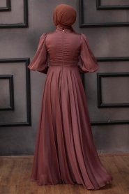 Neva Style - Modern Dark Cooper Islamic Bridesmaid Dress 21930KBKR - Thumbnail