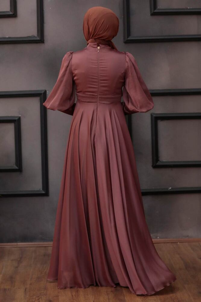 Neva Style - Modern Dark Cooper Islamic Bridesmaid Dress 21930KBKR - 4