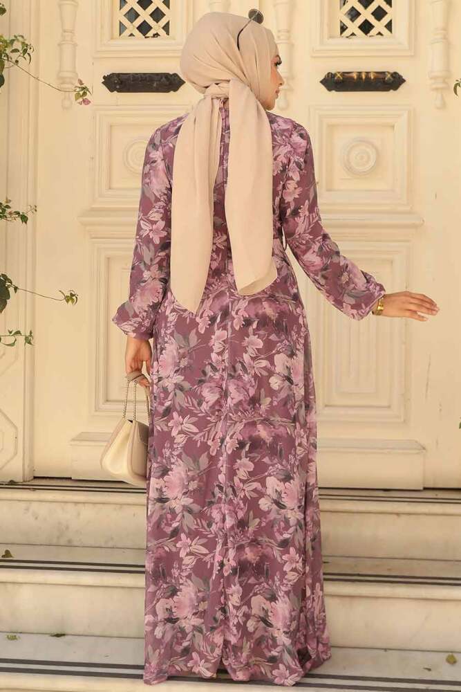 Dark Dusty Rose Hijab Dress 279014KGK - 3