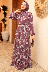 Dark Dusty Rose Hijab Dress 279020KGK - Thumbnail