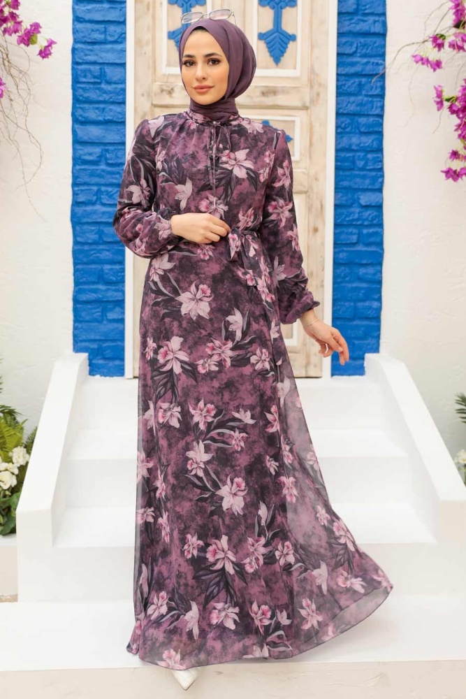 Dark Dusty Rose Hijab Dress 279068KGK - 2