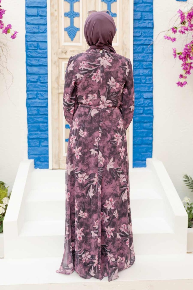 Dark Dusty Rose Hijab Dress 279068KGK - 3