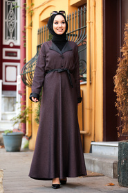 Dark Dusty Rose Hijab Dress 4333KGK - Thumbnail