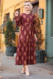 Dark Dusty Rose Hijab Dress 5198KGK - Thumbnail