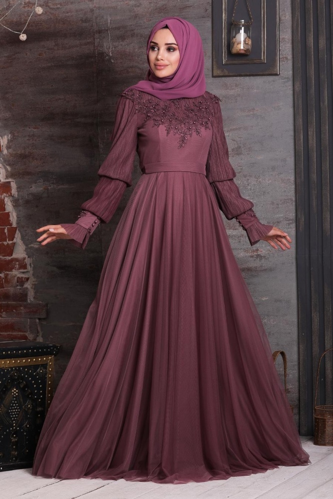 Neva Style - Modern Dark Dusty Rose Islamic Clothing Prom Dress 21780KGK - 1