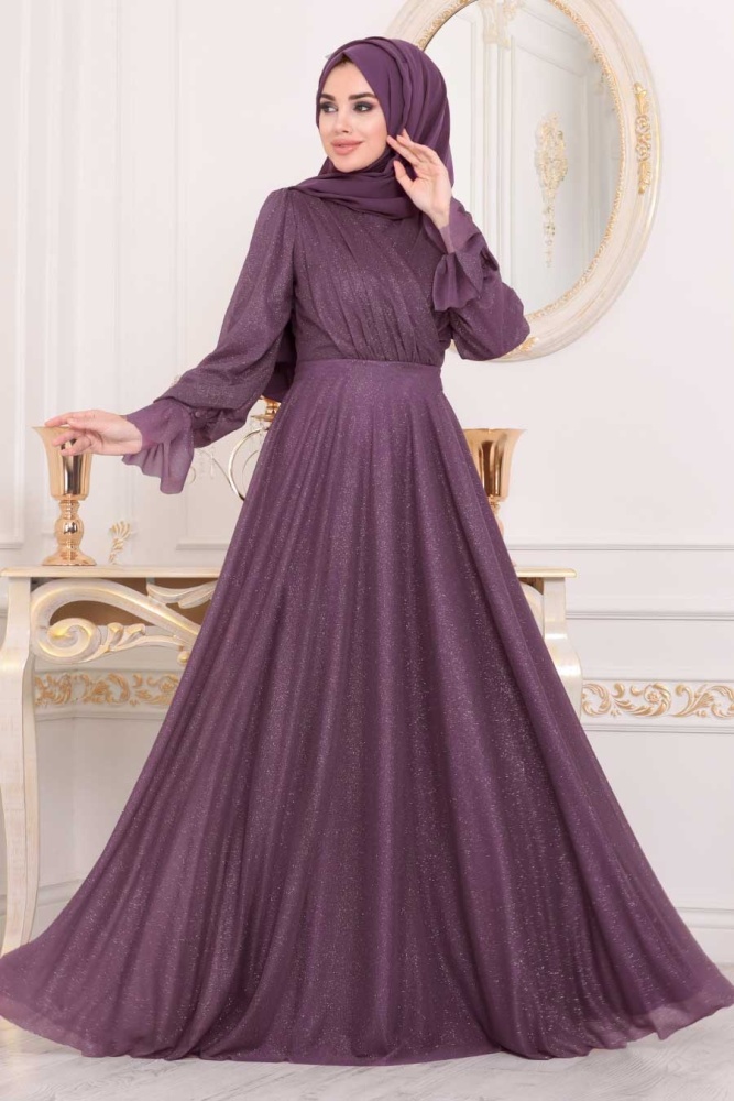 Neva Style - Plus Size Dark Dusty Rose Hijab Engagement Dress 22202KGK - 1
