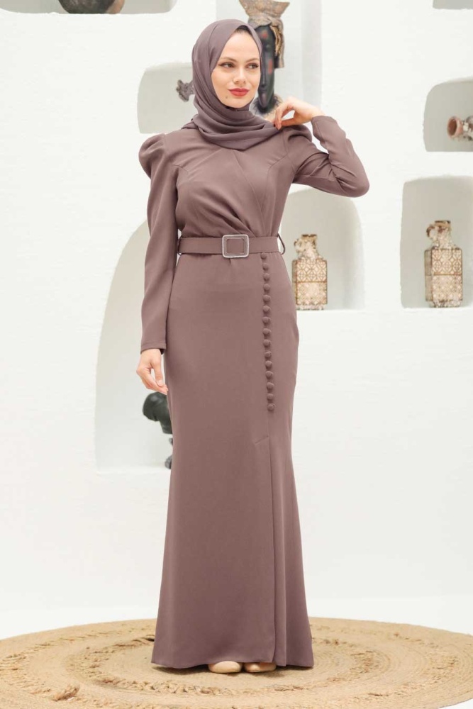 Neva Style - Modern Dark Dusty Rose Hijab Prom Dress 3231KGK - 1