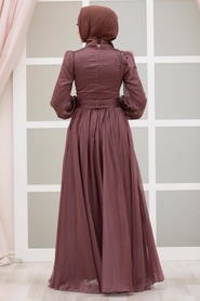 Neva Style - Luxorious Dark Dusty Rose Muslim Fashion Evening Dress 43170KGK - Thumbnail