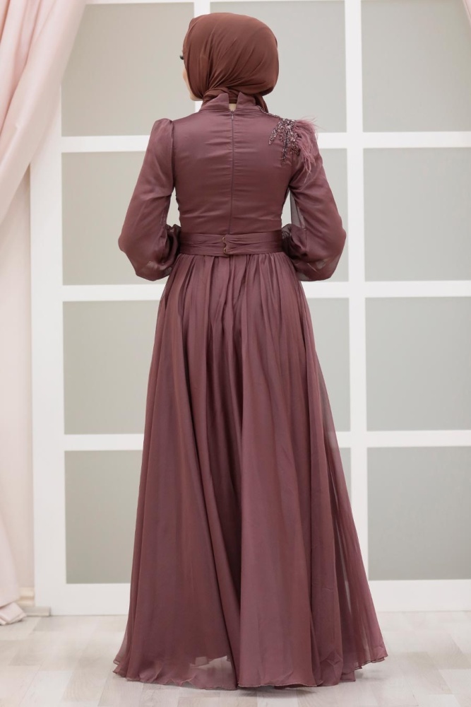 Neva Style - Luxorious Dark Dusty Rose Muslim Fashion Evening Dress 43170KGK - 6