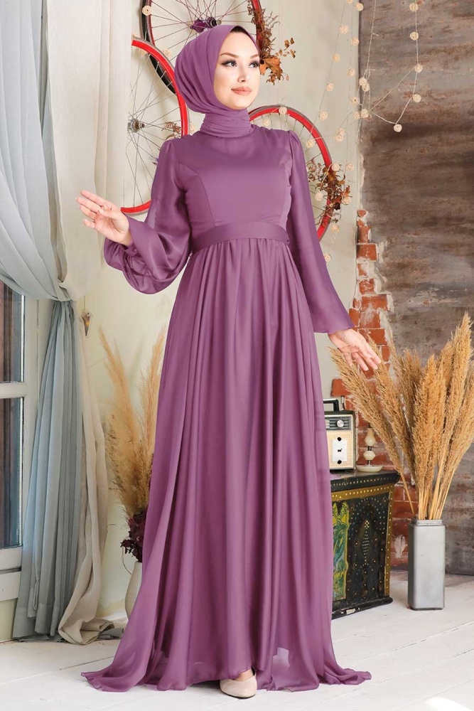 Neva Style - Elegant Dark Dusty Rose Islamic Clothing Evening Gown 5215KGK - 1
