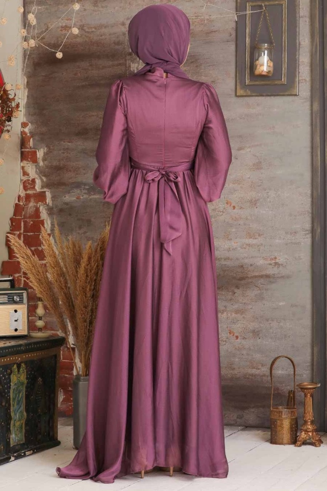 Neva Style - Elegant Dark Dusty Rose Islamic Clothing Evening Gown 5215KGK - 2