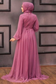 Neva Style - Luxorious Dark Dusty Rose Islamic Evening Gown 5383KGK - Thumbnail