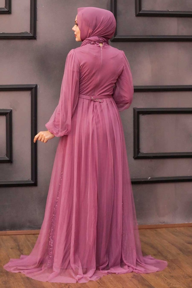 Neva Style - Luxorious Dark Dusty Rose Islamic Evening Gown 5383KGK - 4