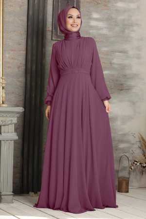 Neva Style - Plus Size Dark Dusty Rose Islamic Clothing Evening Dress 5422KGK - 1