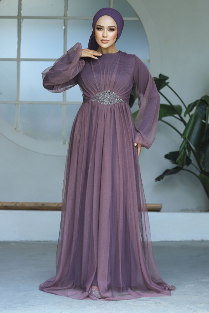 Neva Style - Stylish Dark Dusty Rose Modest Evening Gown 54230KGK - 2