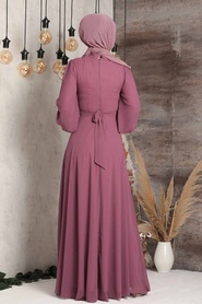 Neva Style - Plus Size Dark Dusty Rose Hijab Engagement Dress 5470KGK - Thumbnail