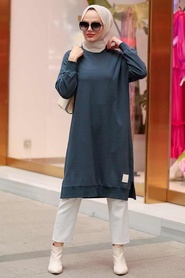 Dark Grey Hijab Tunic 30645KGR - Thumbnail