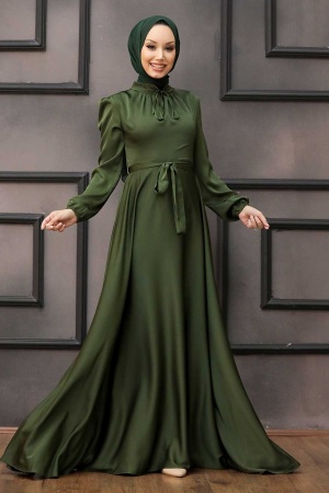 Neva Style - Long Dark Khaki Muslim Prom Dress 25130KHK - 1