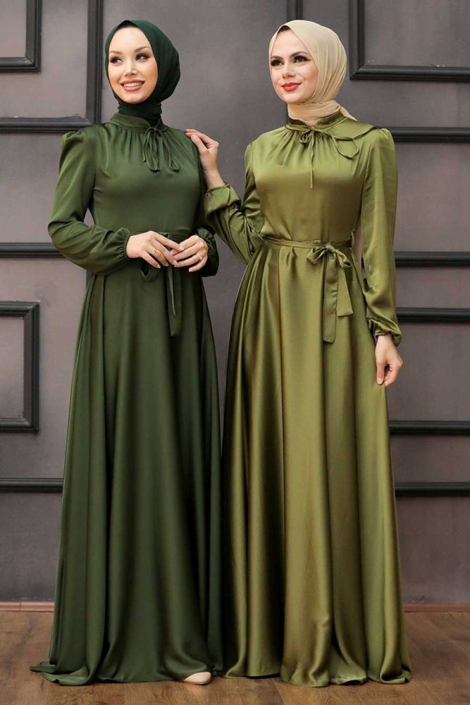 Neva Style - Long Dark Khaki Muslim Prom Dress 25130KHK - 2