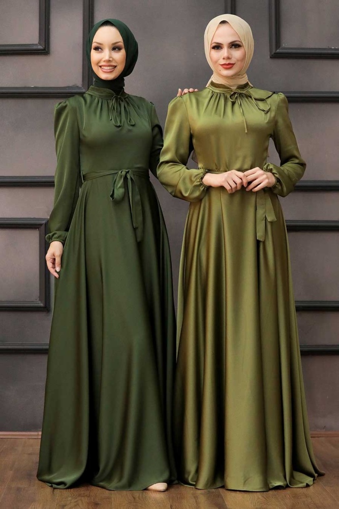 Neva Style - Long Dark Khaki Muslim Prom Dress 25130KHK - 3