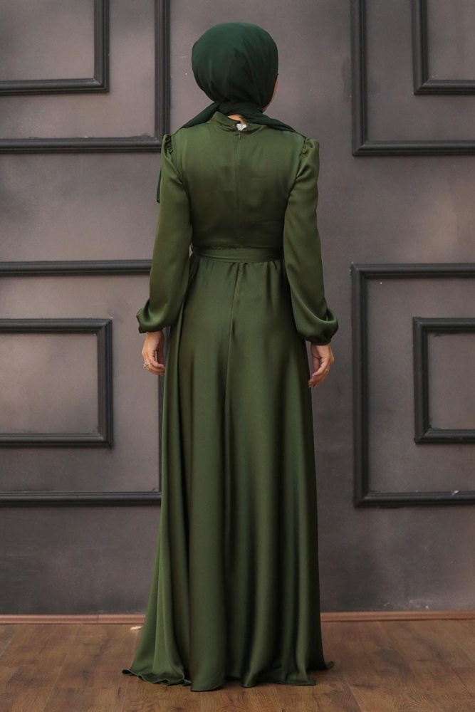 Neva Style - Long Dark Khaki Muslim Prom Dress 25130KHK - 4