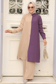 Dark Lila Hijab Double Suit 52331KLILA - Thumbnail