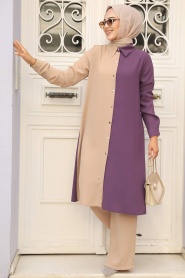 Dark Lila Hijab Double Suit 52331KLILA - Thumbnail