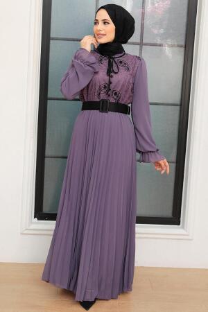 Dark Lila Hijab Dress 1218KLILA - 1