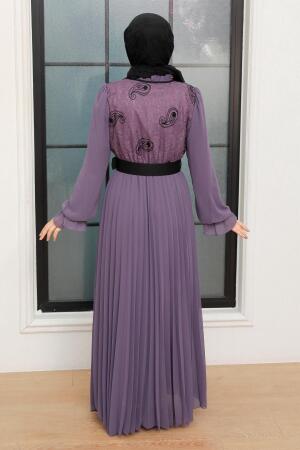 Dark Lila Hijab Dress 1218KLILA - 3