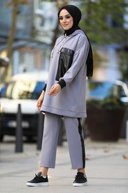 Dark Lila Hijab Dual Suit Dress 1313KLILA - Thumbnail