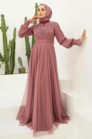 Neva Style - Modern Dark Lila Islamic Clothing Prom Dress 21780KLILA - Thumbnail