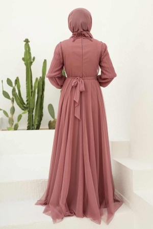 Neva Style - Modern Dark Lila Islamic Clothing Prom Dress 21780KLILA - Thumbnail