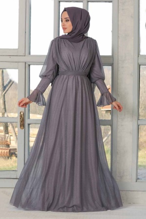 Neva Style - Dark Lila Turkish Hijab Bridesmaid Dress 5367KLILA - 1