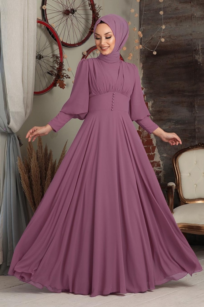 Neva Style - Plus Size Dark Lila Modest Prom Dress 53810KLILA - 1