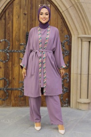 Dark Lila Hijab Triple Suit 51910KLILA - Thumbnail