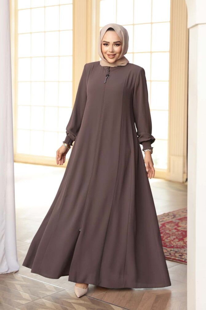Dark Mink Modest Abaya 45294KV - 1