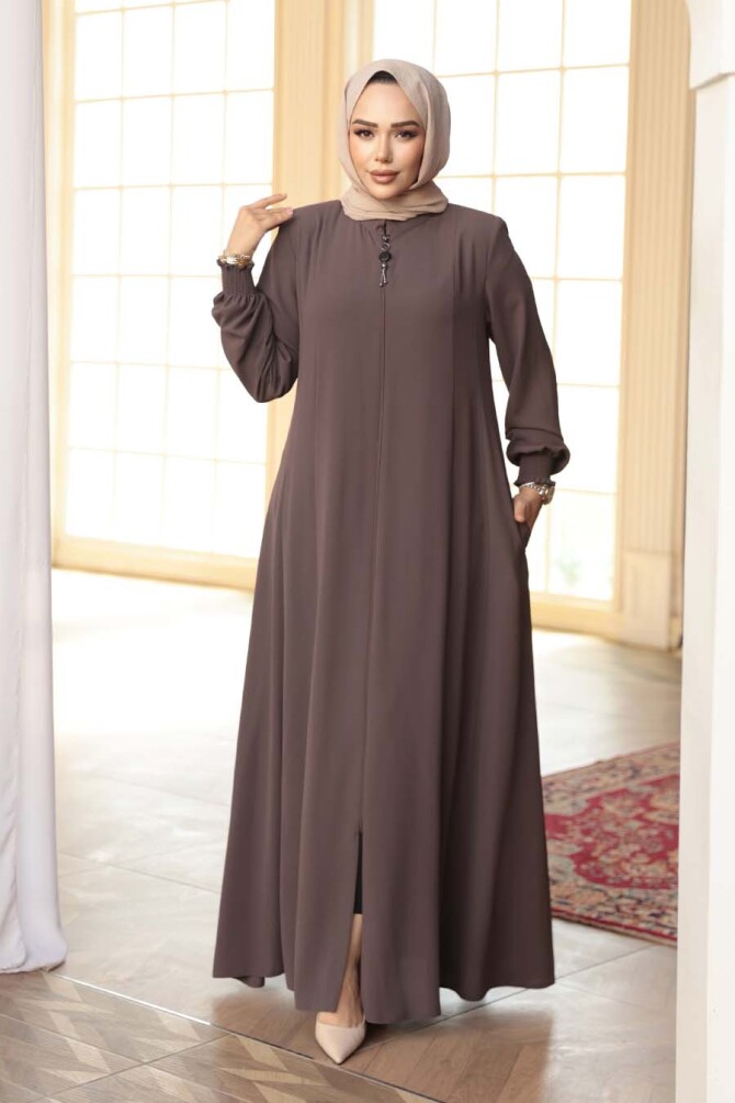 Dark Mink Modest Abaya 45294KV - 2