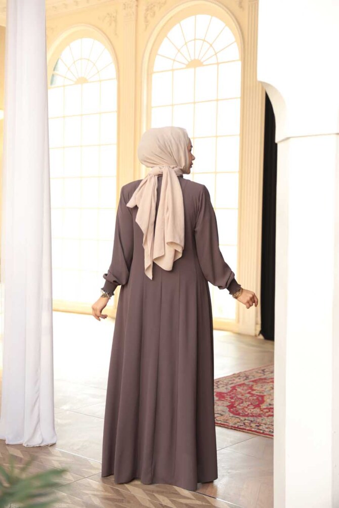 Dark Mink Modest Abaya 45294KV - 4