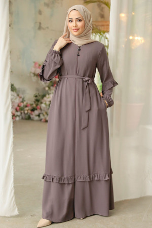 Dark Mink Modest Plus Size Abaya 45278KV - 2