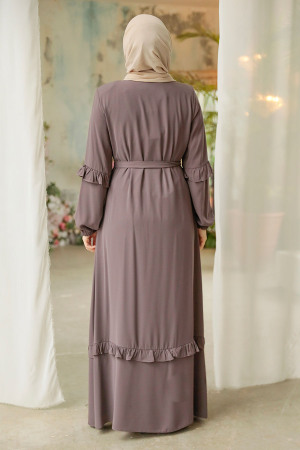 Dark Mink Modest Plus Size Abaya 45278KV - 3