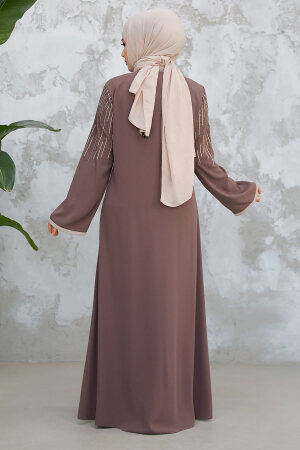 Dark Mink Plus Size Modest Abaya 15079KV - 5