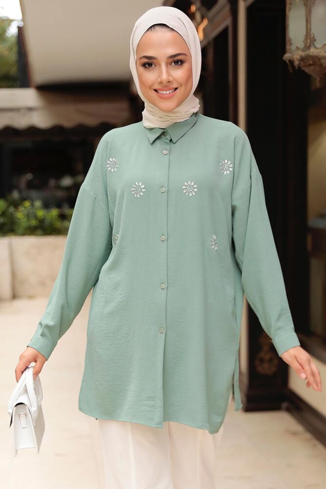 Dark Mint Hijab Tunic 3792KMINT - 2