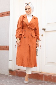 Dark Mustard Hijab Coat 41060KHR - Thumbnail
