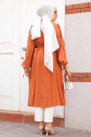 Dark Mustard Hijab Coat 41060KHR - Thumbnail