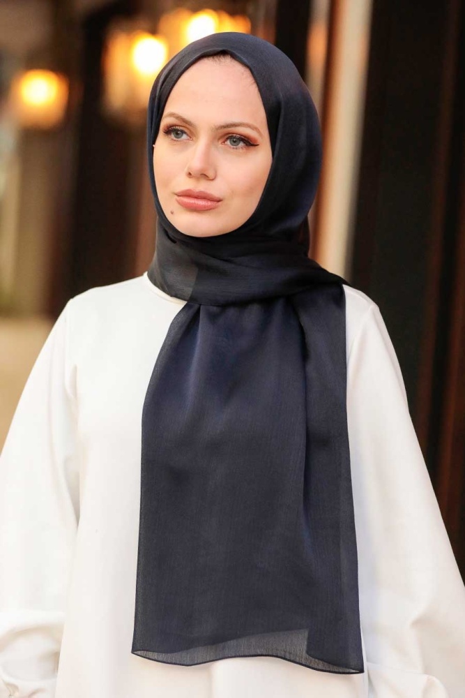 Dark Navy Blue Hijab Shawl 4990KL - 1