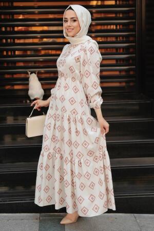 Dark Salmon Pink Hijab Dress 10229KSMN - 2