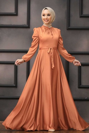 Neva Style - Long Dark Salmon Pink Muslim Prom Dress 25130KSMN - 1