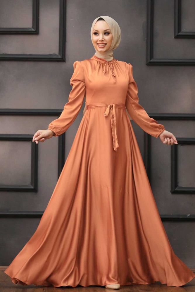 Neva Style - Long Dark Salmon Pink Muslim Prom Dress 25130KSMN - 1