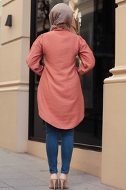 Dark Salmon Pink Hijab Tunic 5699KSMN - Thumbnail